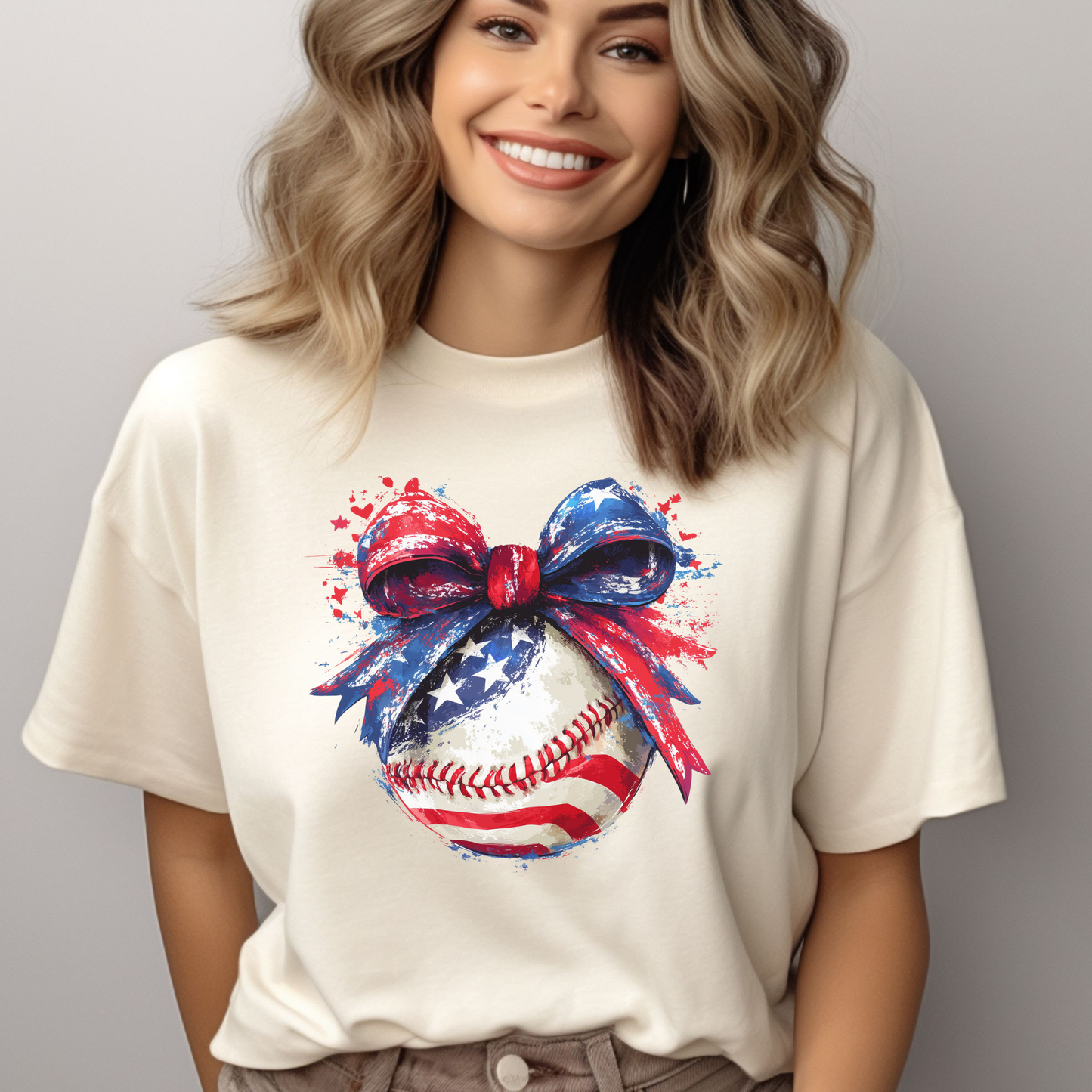 Stars And Stripes Baseball Bow Tee