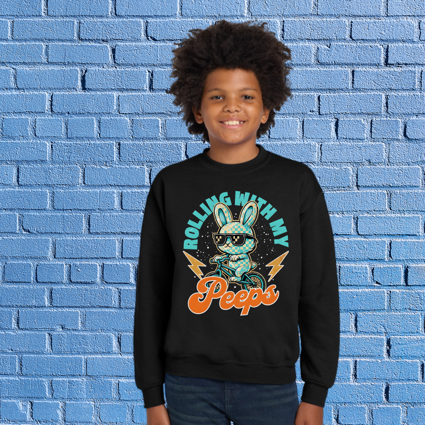 Orange Youth Rolling With My Peeps Crewneck